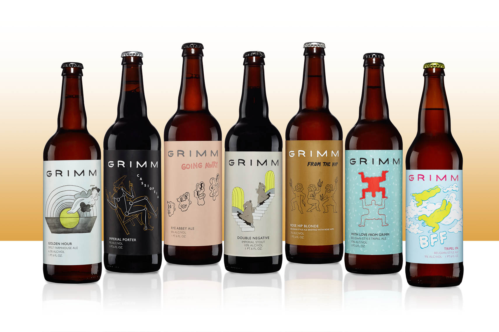 grimm ale product photography on white backgroud