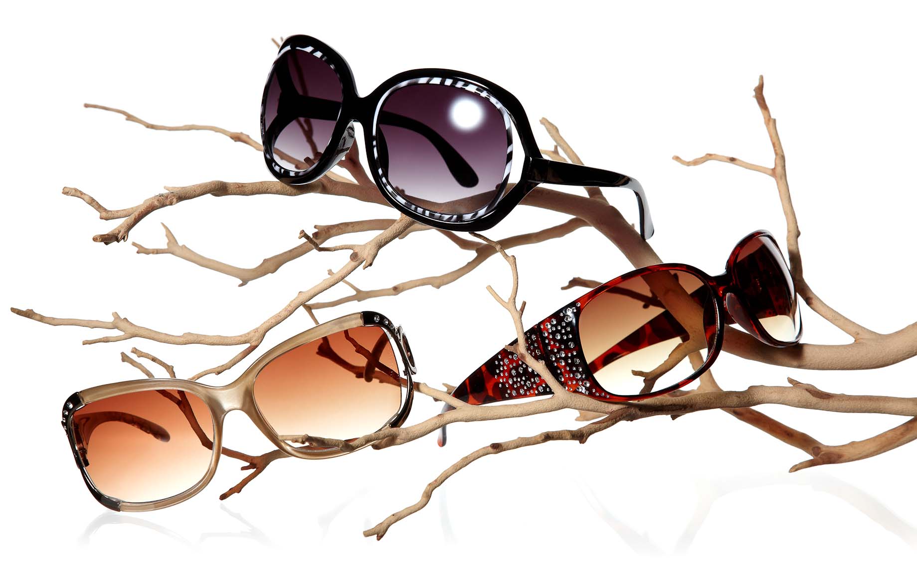 sunglasses product photography on white background